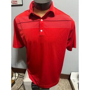FootJoy Mens Large Red Striped Short Sleeve Polo